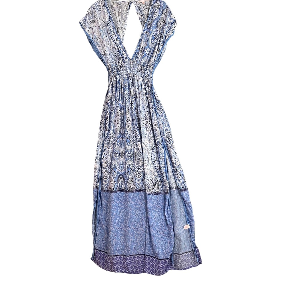 Victorias Secret Maxi Dress Womens S Smocked Waist Paisley Boho Beachy